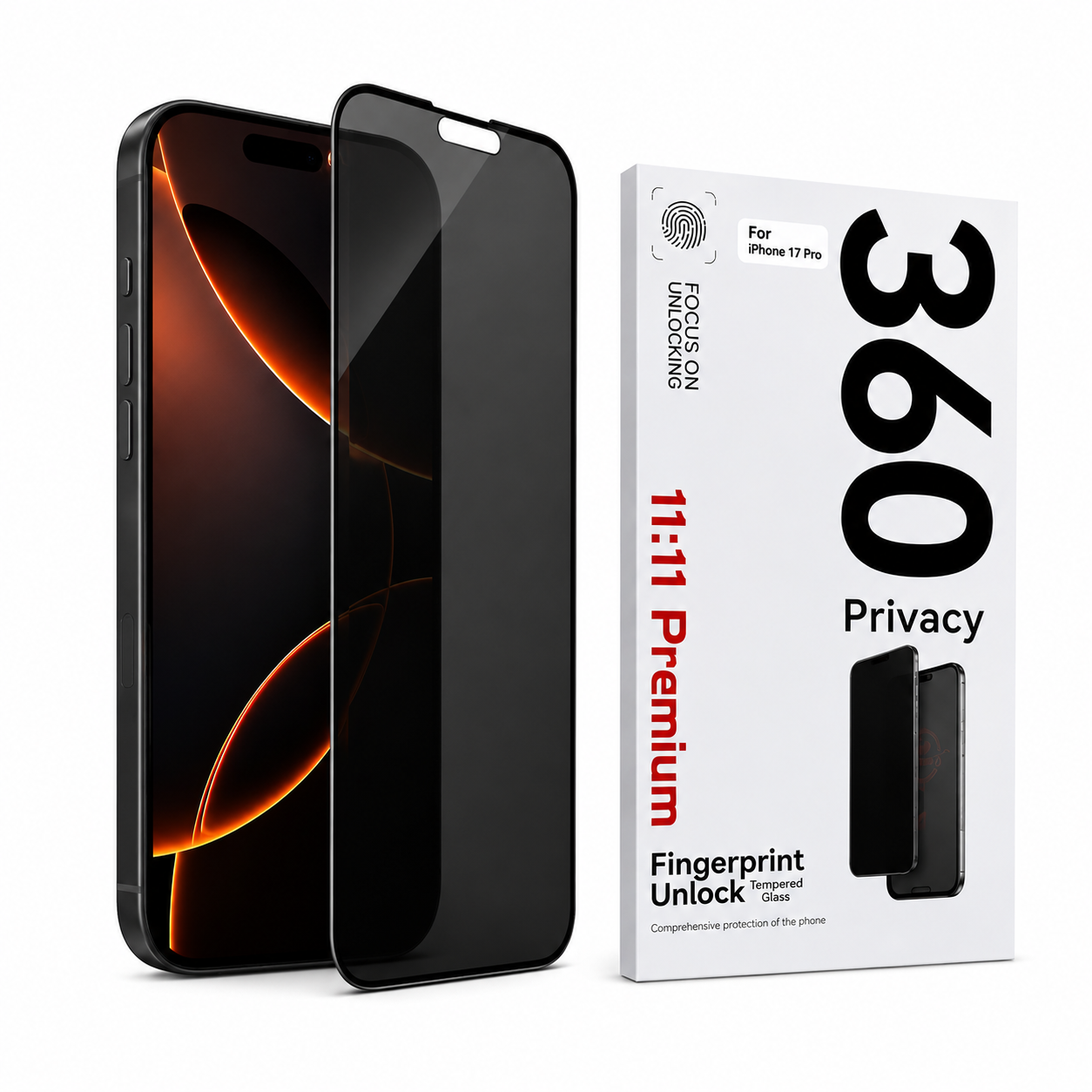 Vidrio Antiespia Templado IPhone 17 Pro Antihuellas 360