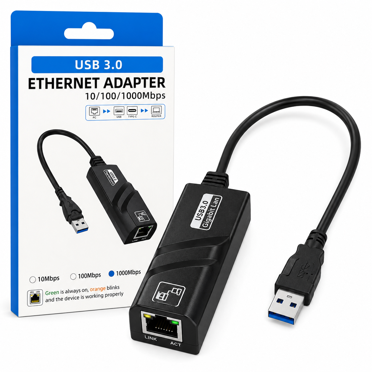 Adaptador usb a Ethernet Rj45 Alta Velocidad 1000Mbps
