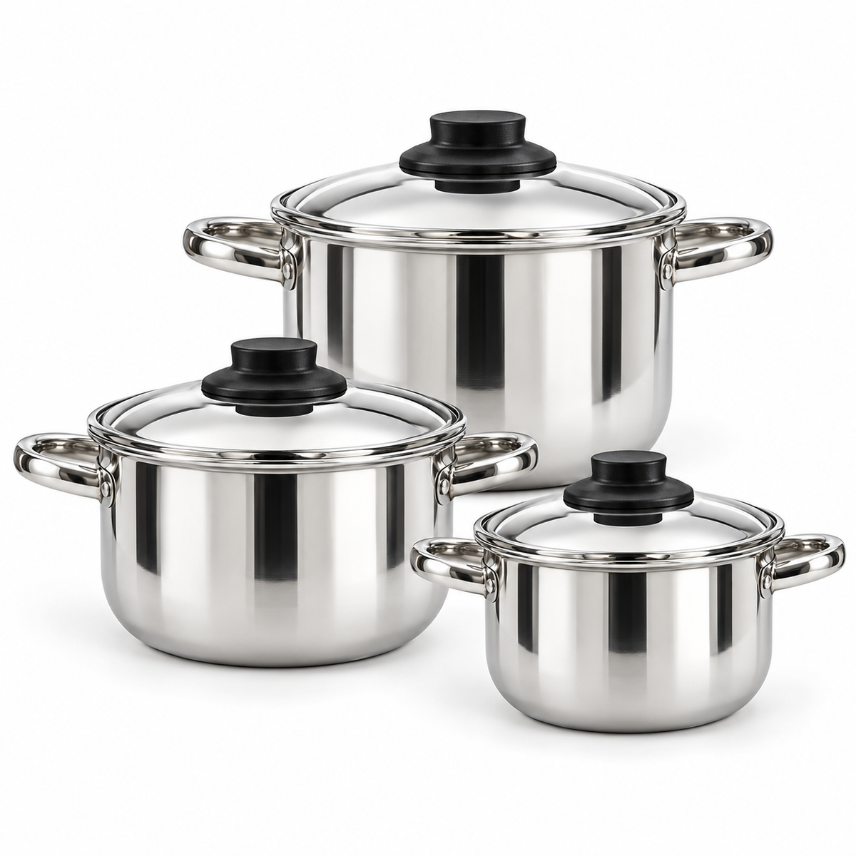Juego de Ollas con Tapa Acero Inoxidable Premium Dkasa