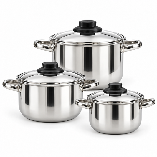 Juego de Ollas con Tapa Acero Inoxidable Premium Dkasa