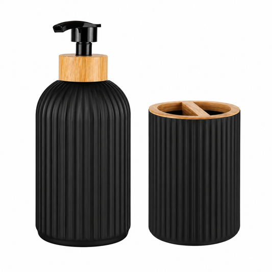 Set Baño Dispensador de Jabón y Portacepillos