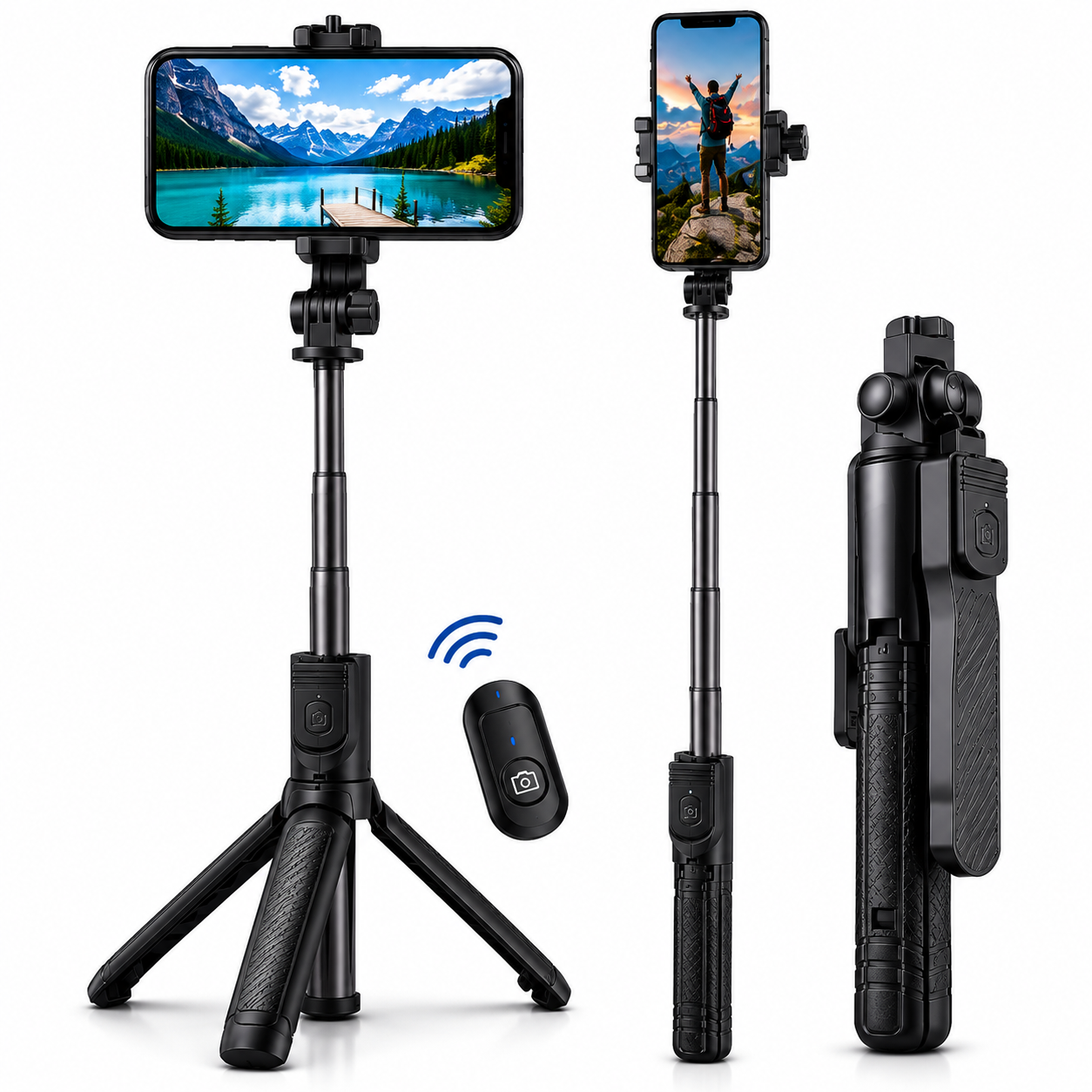 Trípode palo selfie 2 en 1 170cm de altura   Con control Bluetooth
