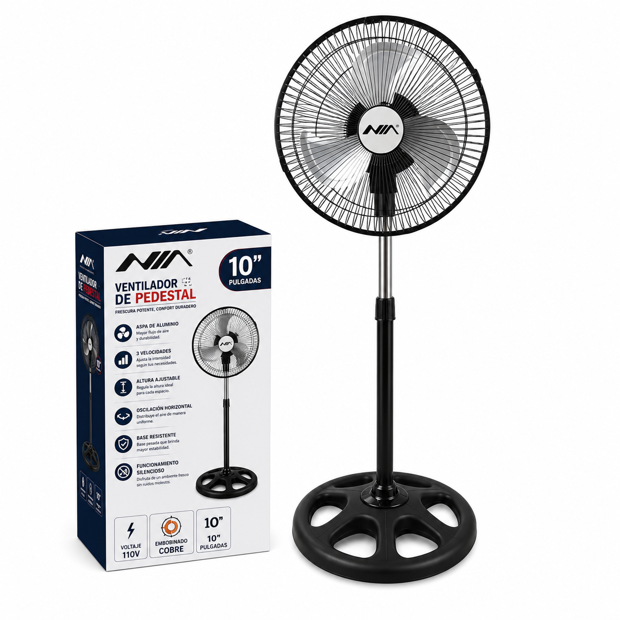 *VENTILADOR 10”   aspas metálicos  10" Voltaje 110v Embobinado cobre