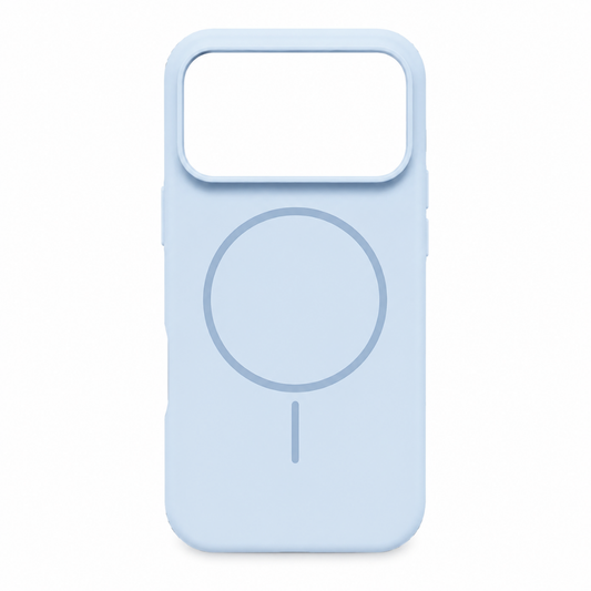 Estuche iPhone 17 pro Max silicona MagSafe baby blue