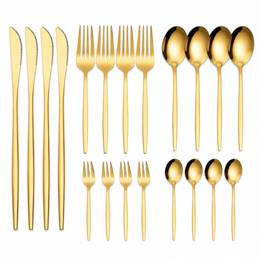 Set de cubiertos dorados
