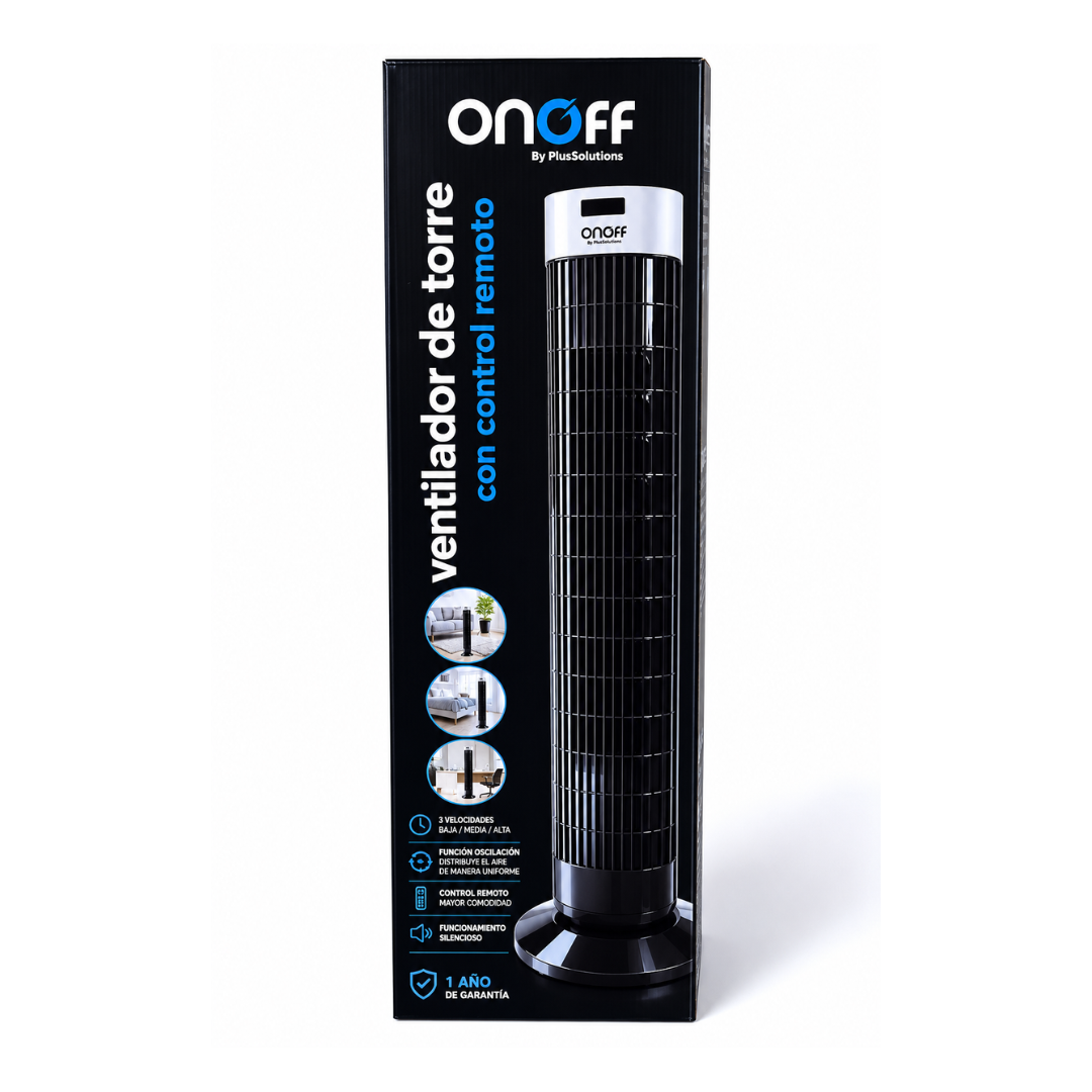 Vantilador De Torre Con Control Remoto 3 Velocidades Onoff