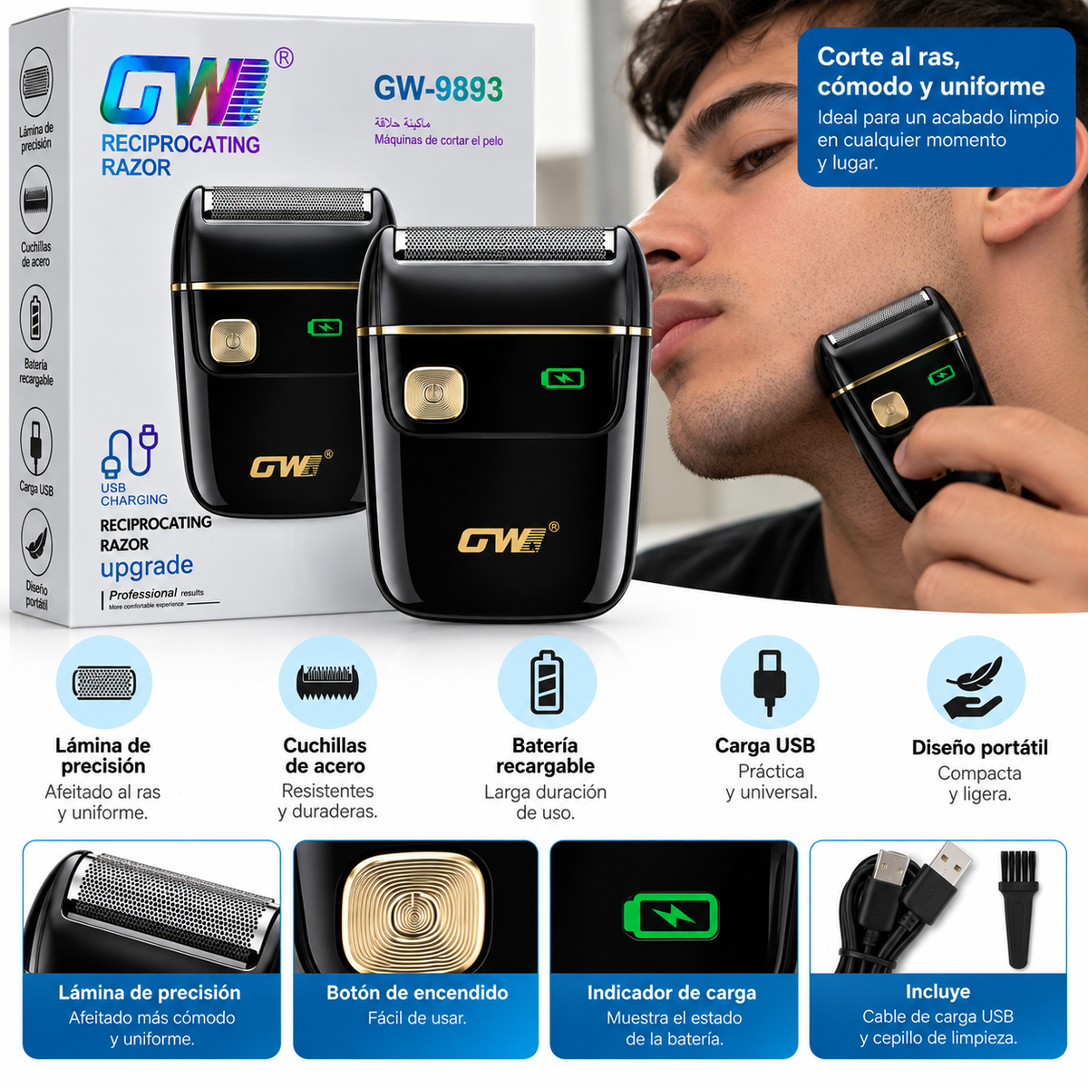 Shaver Afeitadora Masculina De Hombre Gw 9893