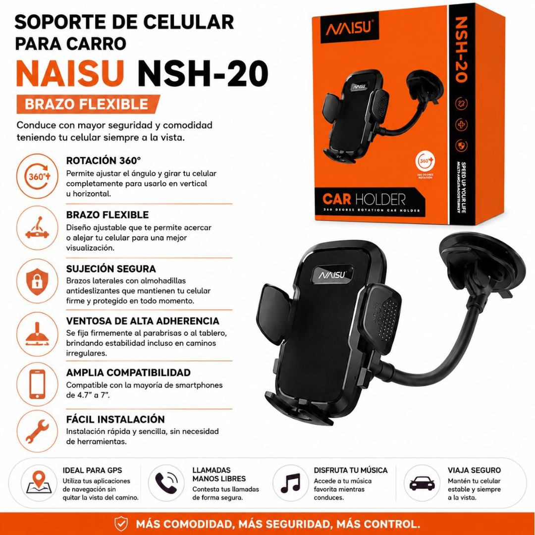 Soporte De Celular Para Carro De Vidrio Naisu