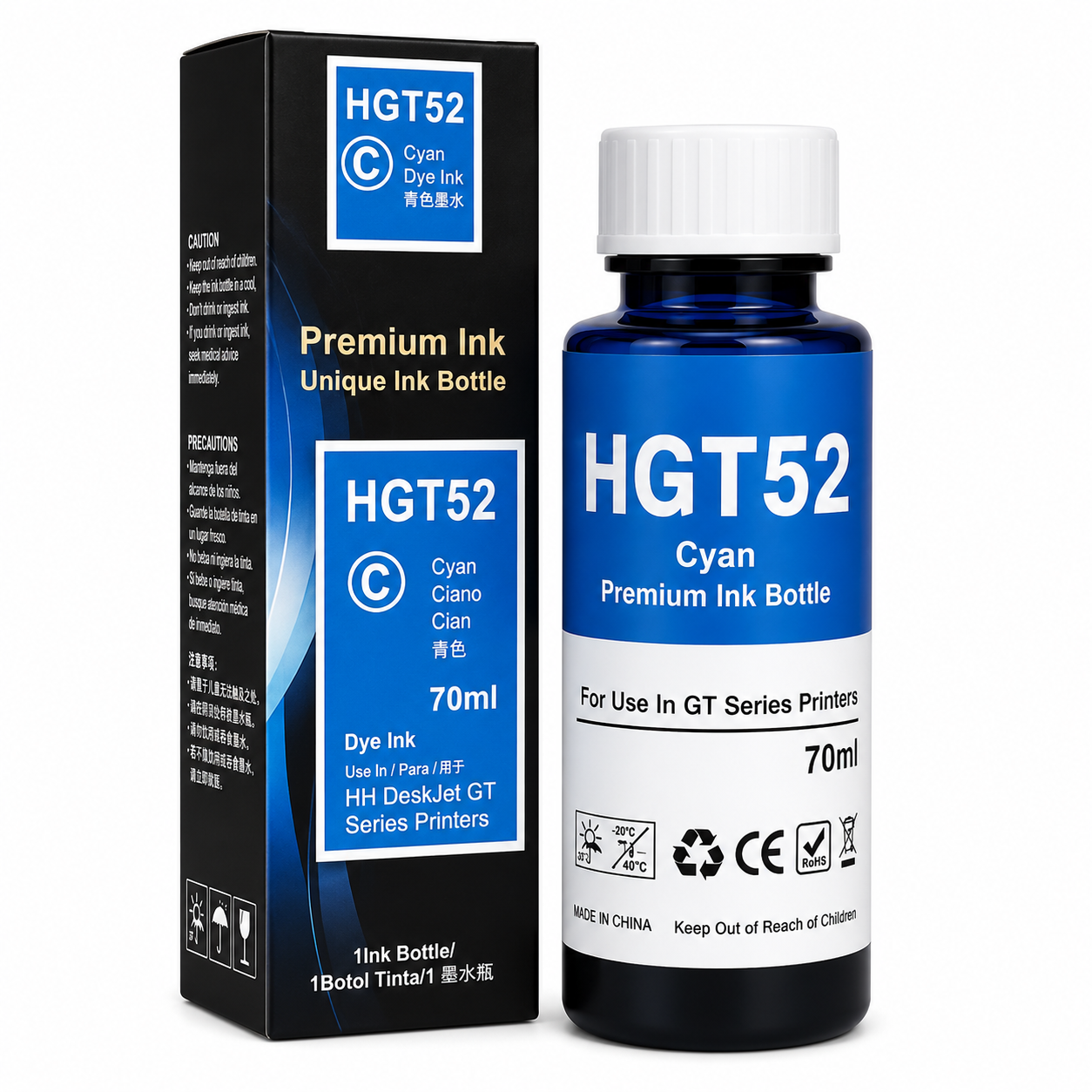Tinta generica compatible con HP GT52(azul) 70ml