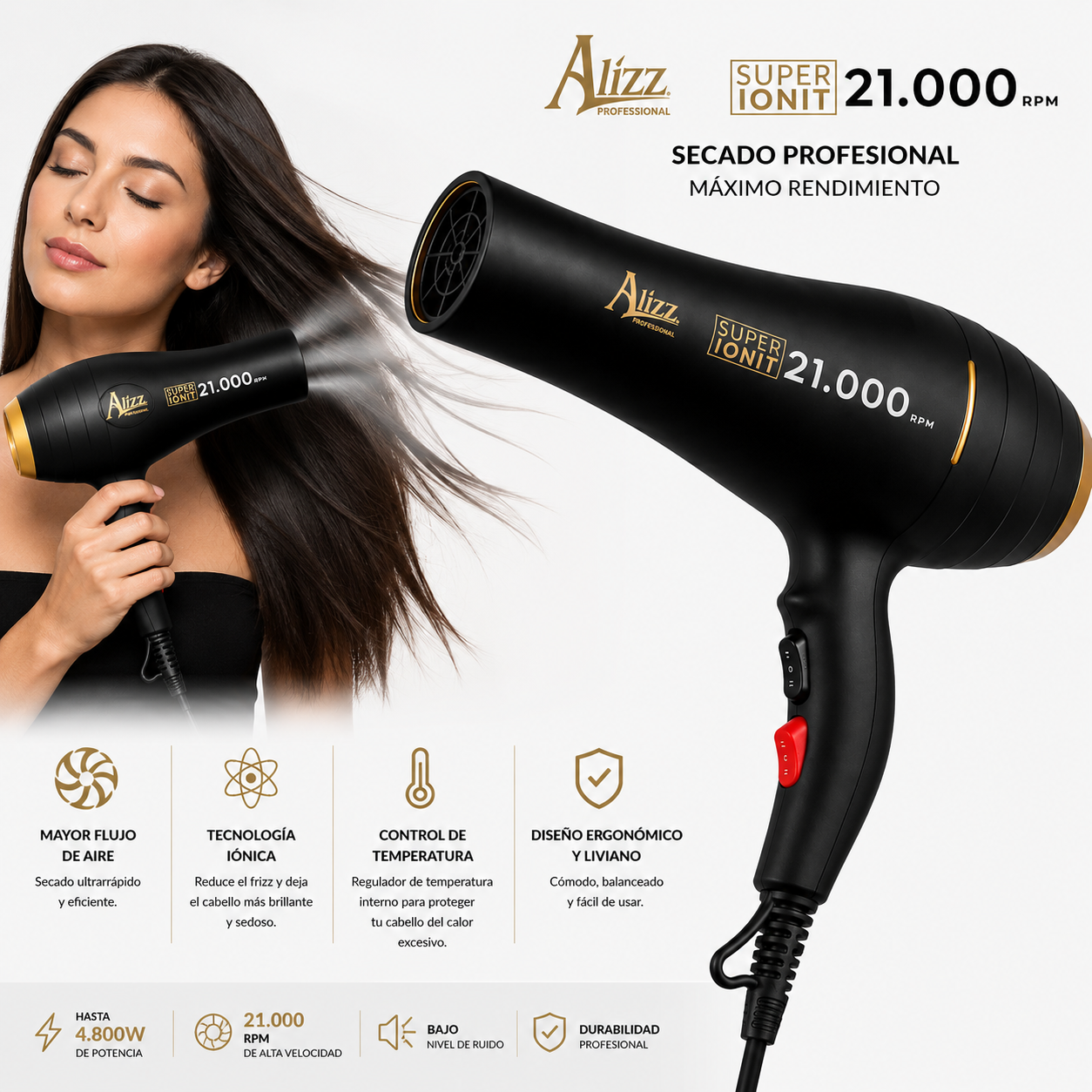 Secador Profesional Alizz 21.000 RPM