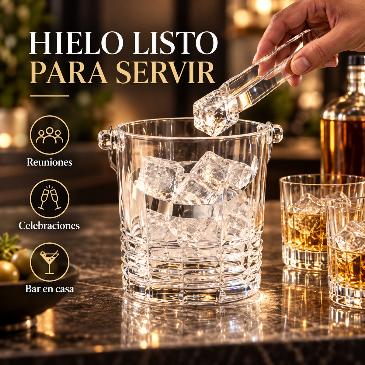 Hielera de Vidrio con Cogedera