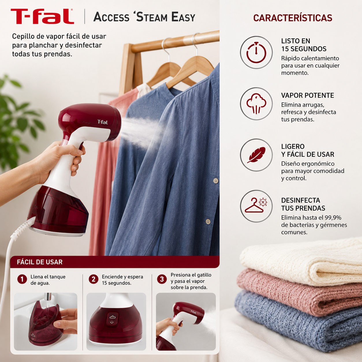 Plancha de vapor vertical T-fal