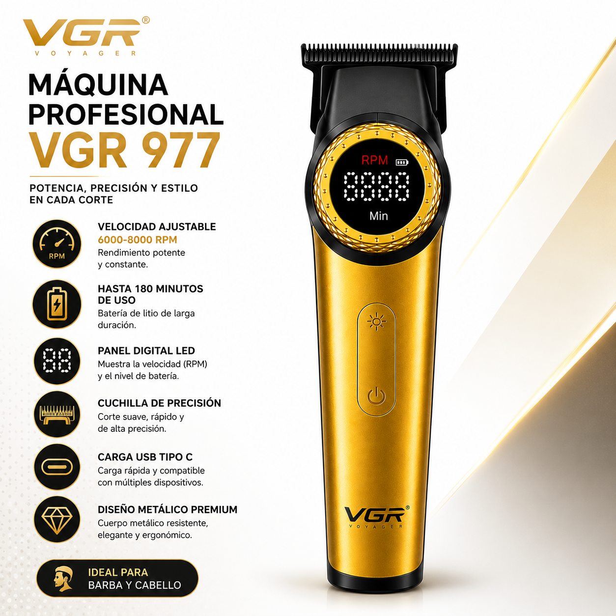 Máquina de motilar profesional panel digital 977