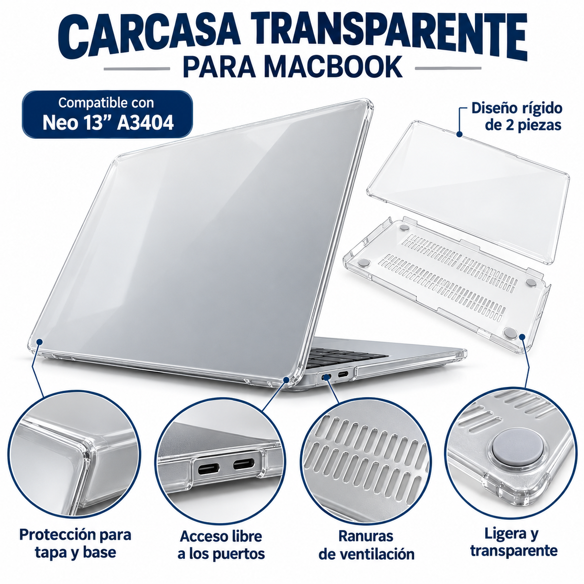 Case carcasa para MacBook neo transparente