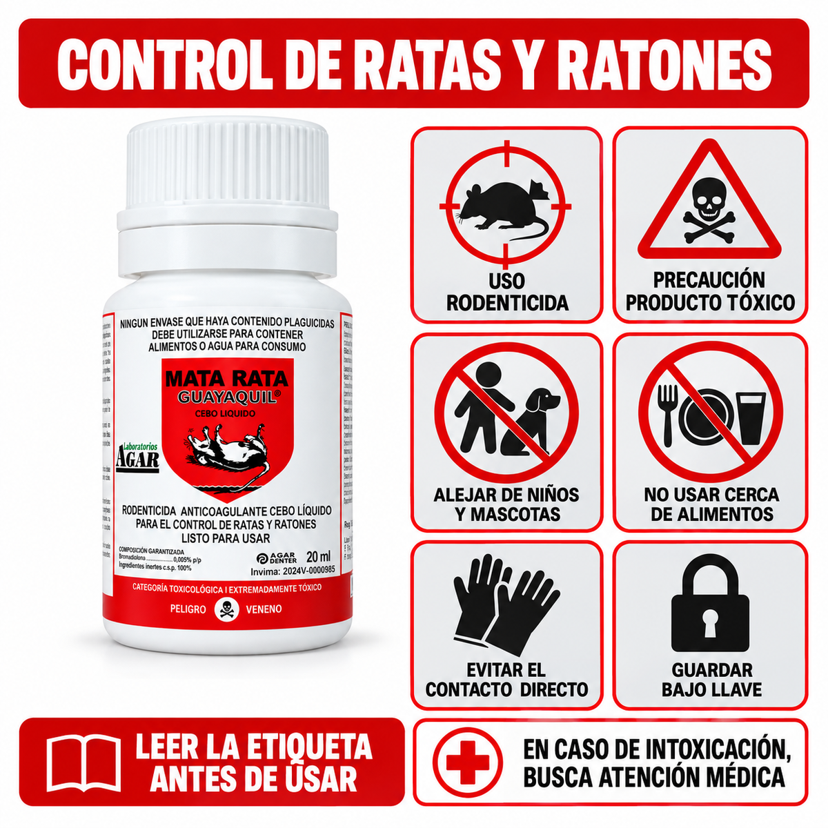 Venenos para Ratas Guayaquil Líquido Insectocida Mata Ratas