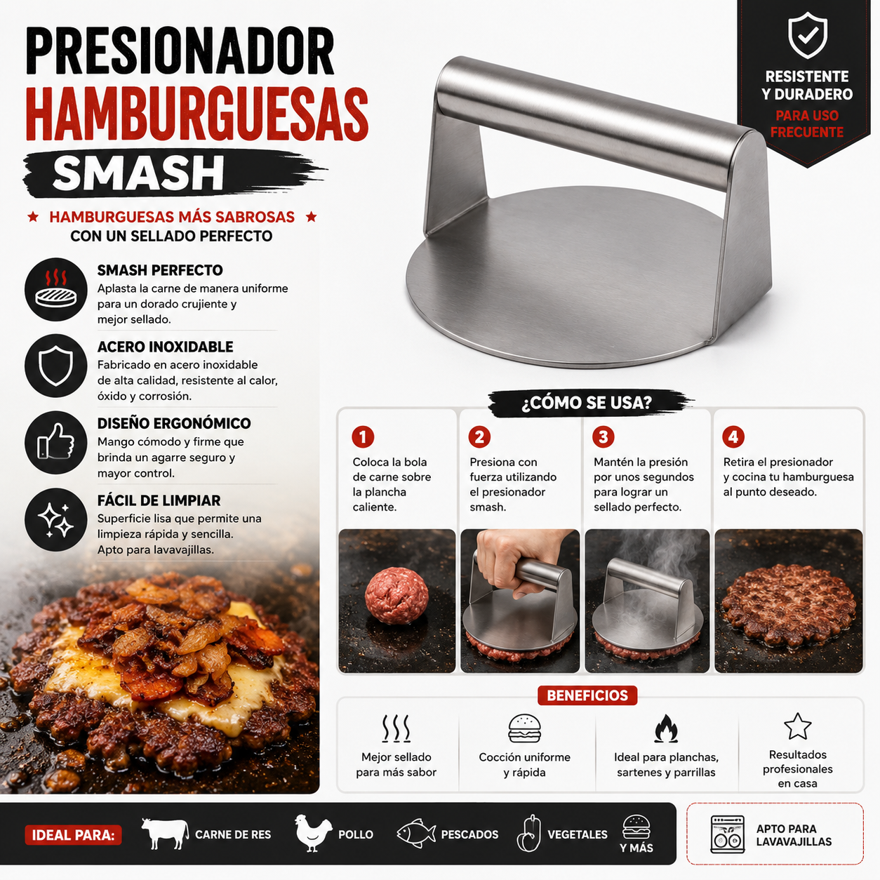Presionador Hamburguesas smash