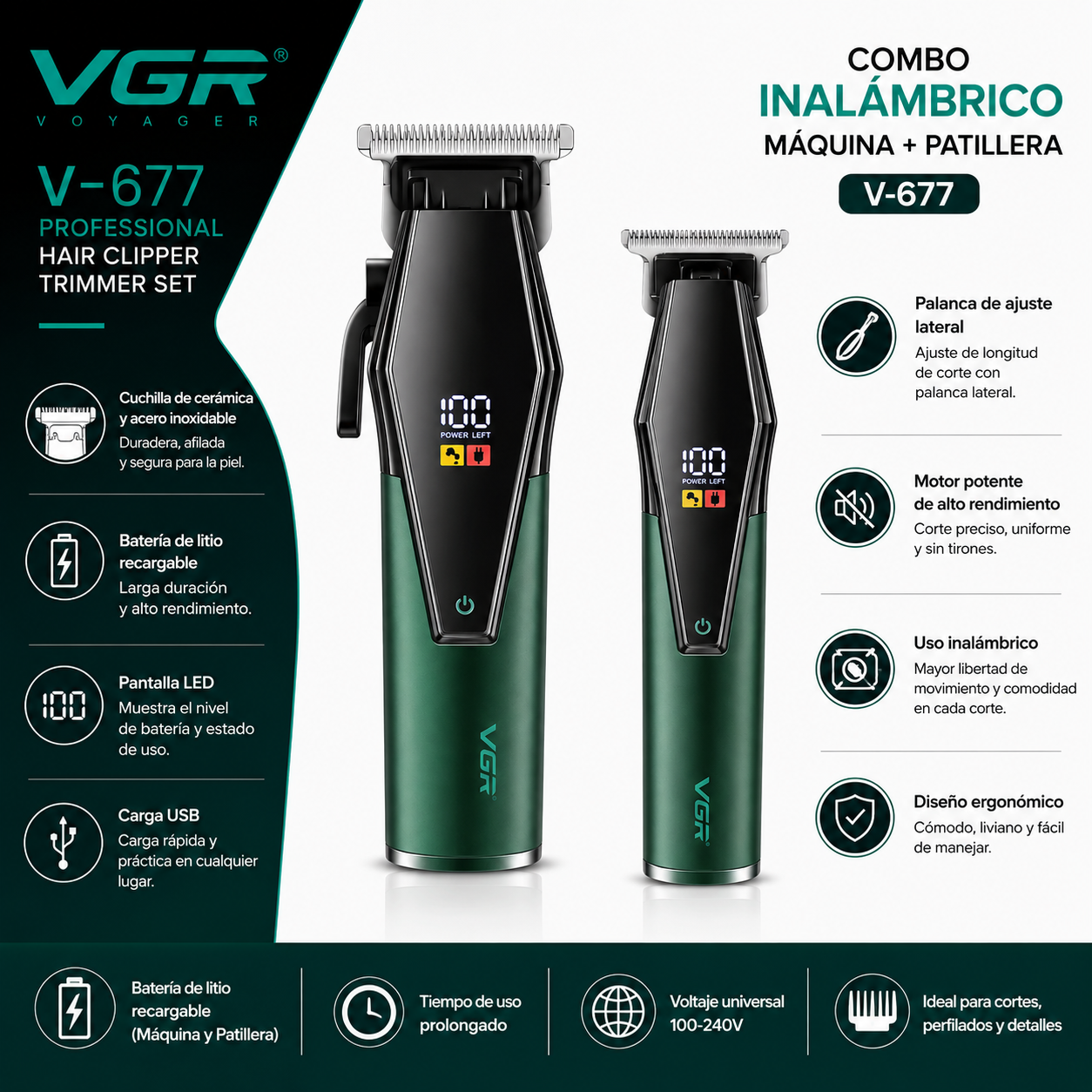 Combo máquina y patillera inalámbrica Vgr 677