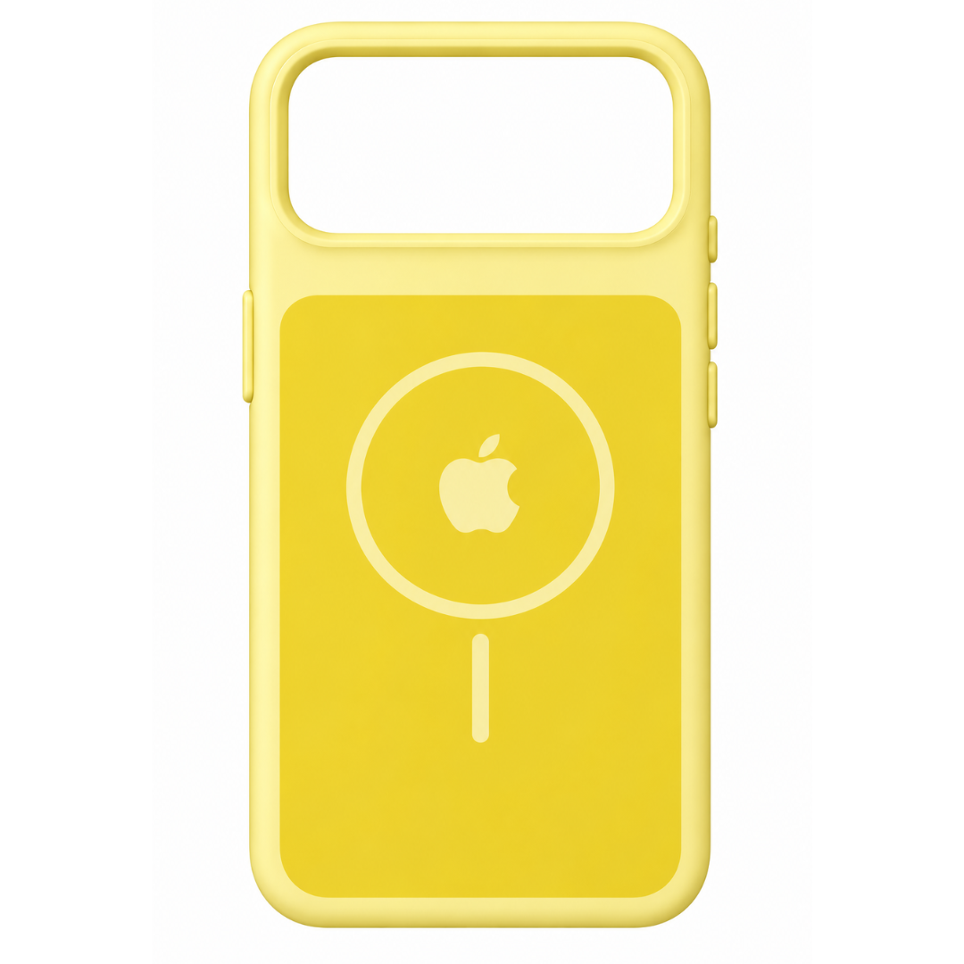 Estuche Iphone 17 Pro Max Silicona Luxe Amarillo Con Logo