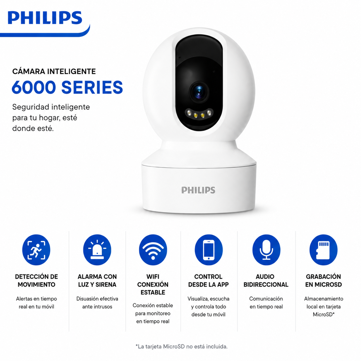 Cámara de Seguridad Wi-fi Philips Doméstica Alta Resolución