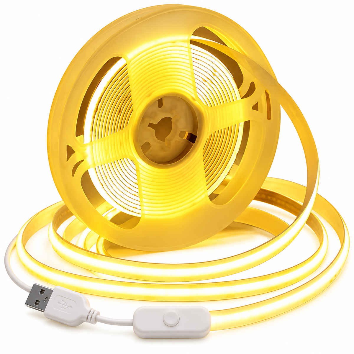 Cinta Luz Cálida Siliconada Flexible Con Usb Con 5 Metro