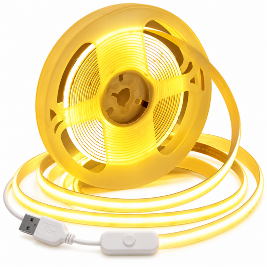 Cinta Luz Cálida Siliconada Flexible Con Usb Con 5 Metro