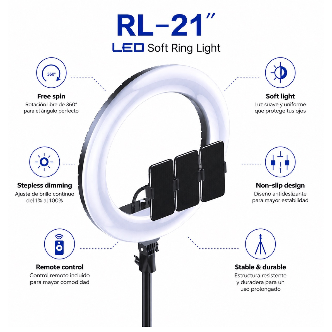 Aro De Luz Led Tres Tonos Fotografia21” (54cm)