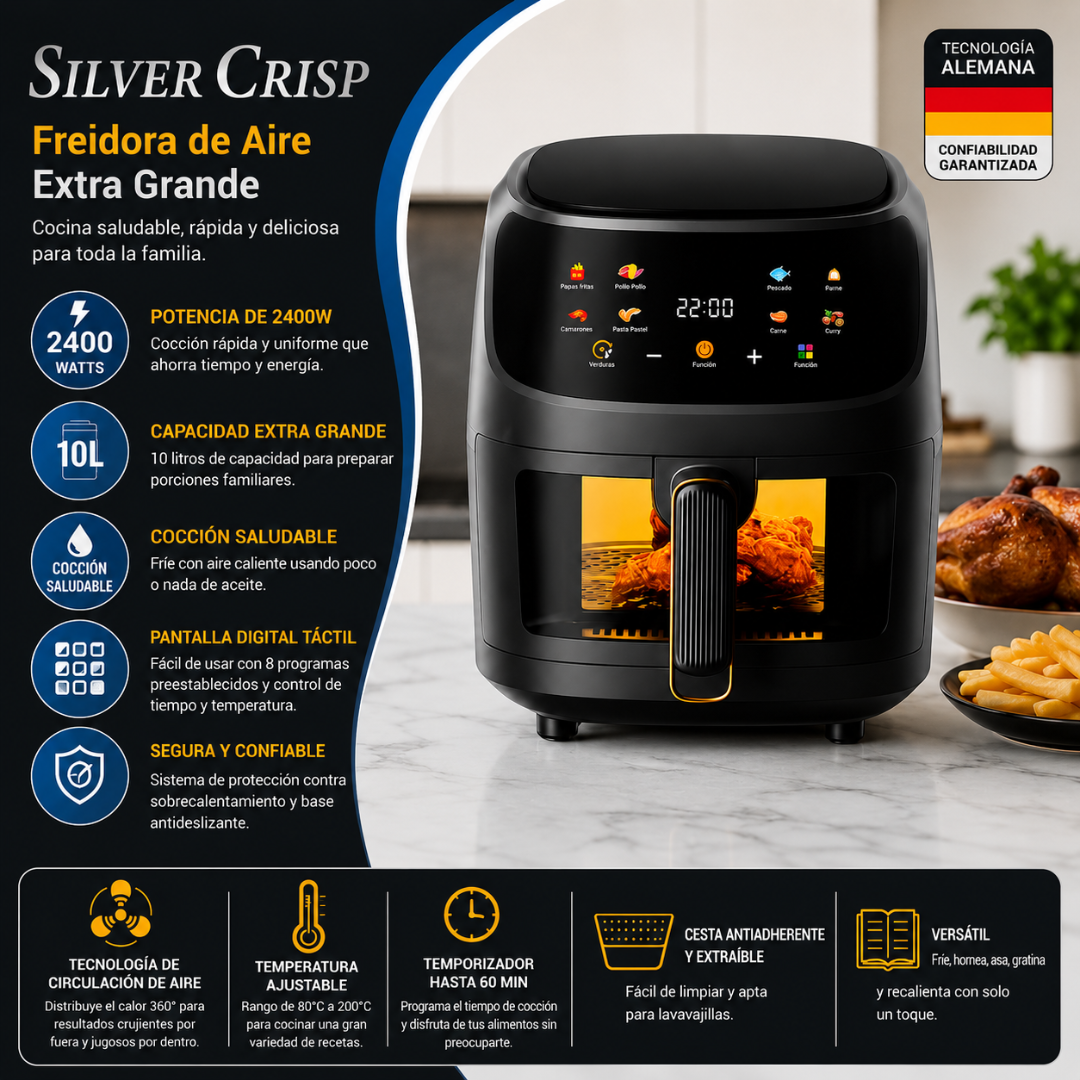 Air Fryer Freidora de Aire 10L Grande Digital
