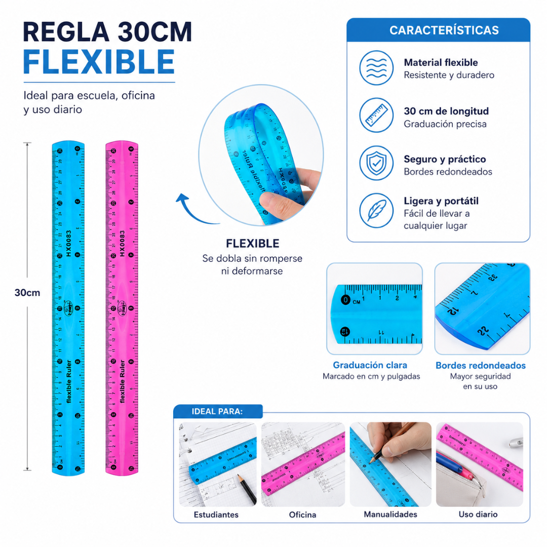 Regla 30cm Flexible