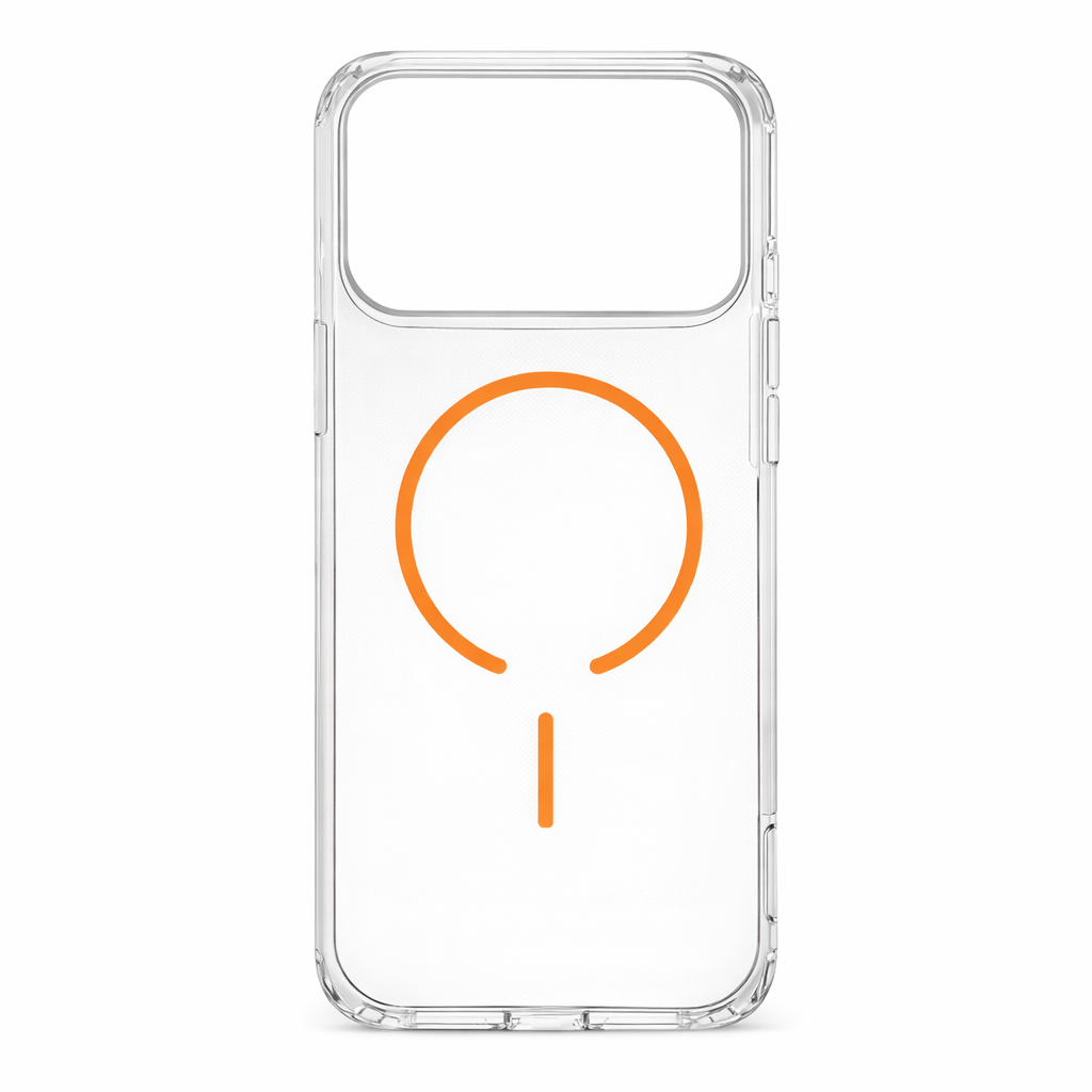 Estuche Transparente Iphone 17 Pro Max Magsafe Naranjado Antichoque