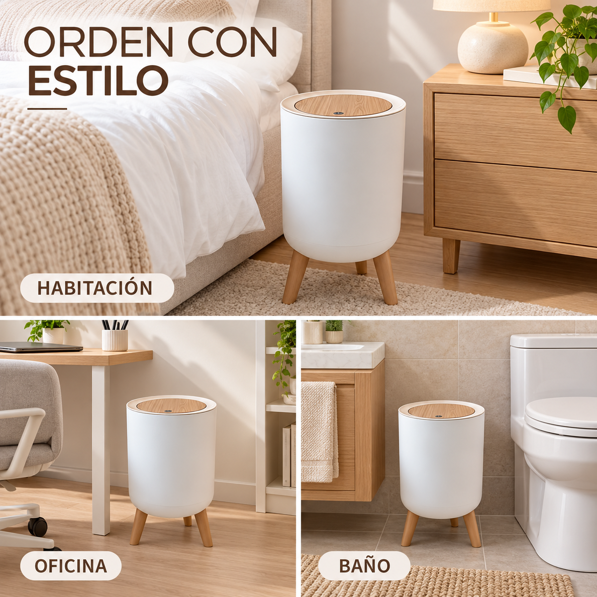 Papelera Basurero Cubo de Basura Moderno con Tapa