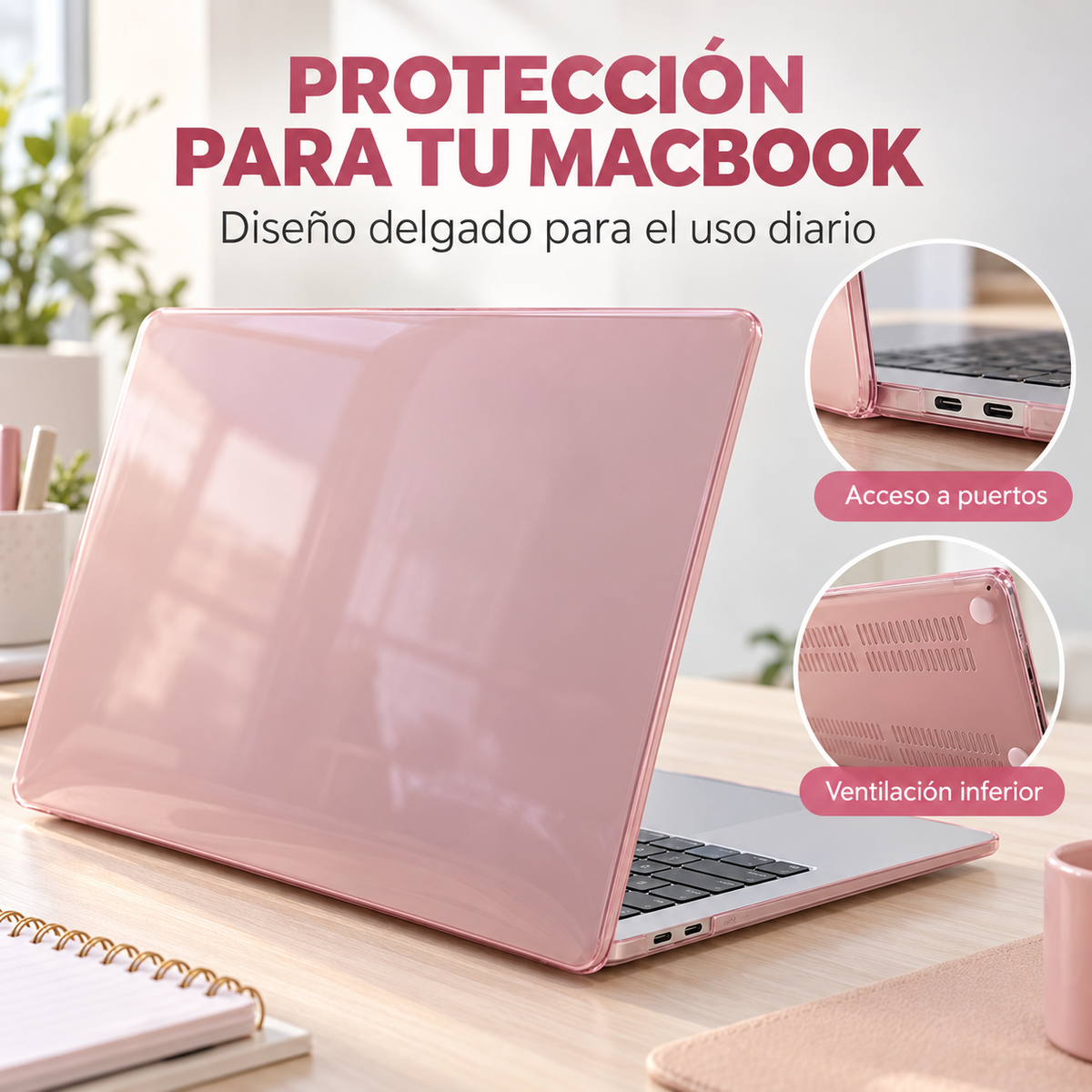 Case carcasa para MacBook neo rosa transparente