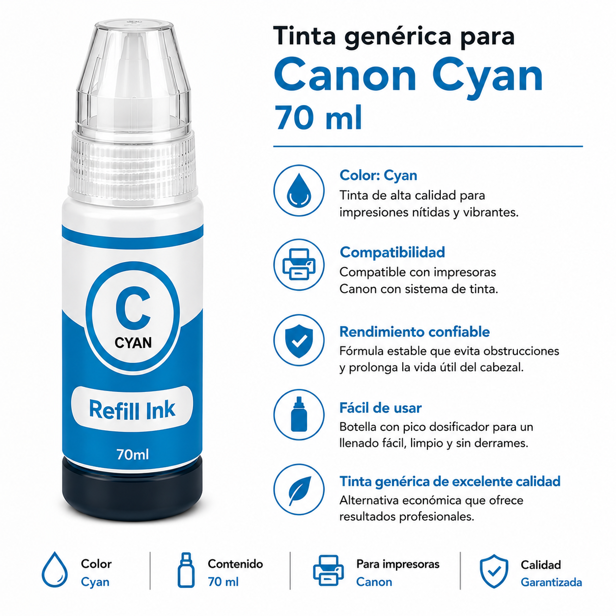 Tinta generica para Canon azul 70 ml