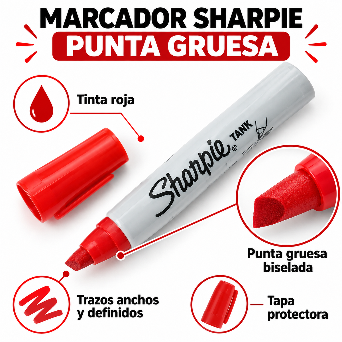 Marcador Sharpie Punta Gruesa Rojo