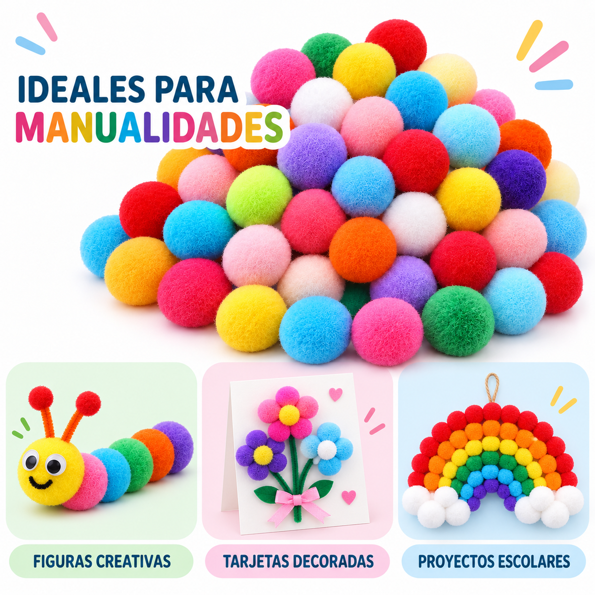 Pompones para Manualidades 38mm 50und