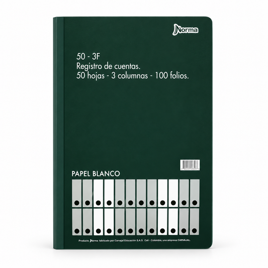 Libro de Contabilidad 3 Columnas 100 Folios Norma