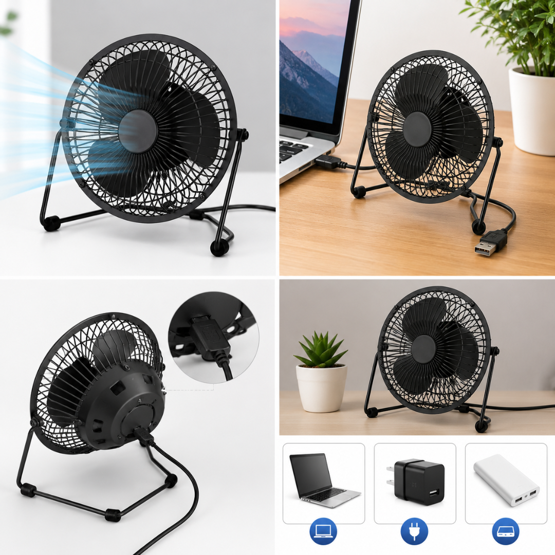 Ventilador de Mesa Usb con Aspas Metálicas