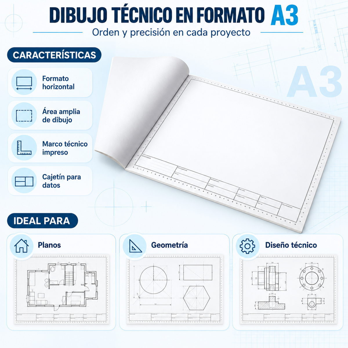 Block Din A3 Formato Horizontal Dibujo Técnico