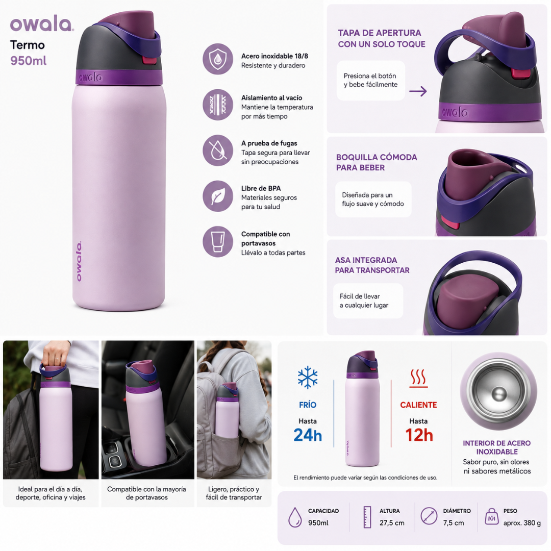 Termo Owala 950ml Lila Genérico