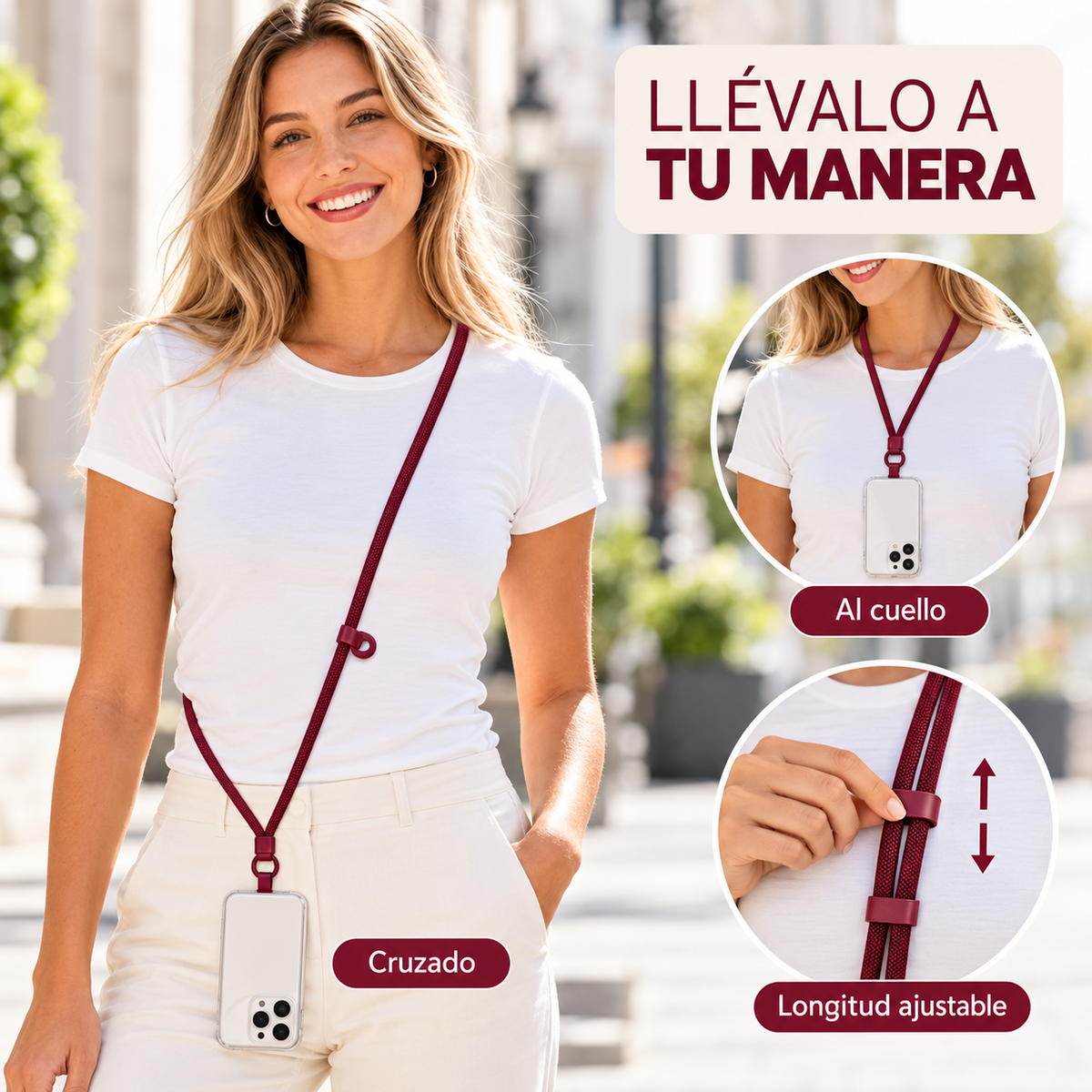 Correa Strap Celular Borgoña