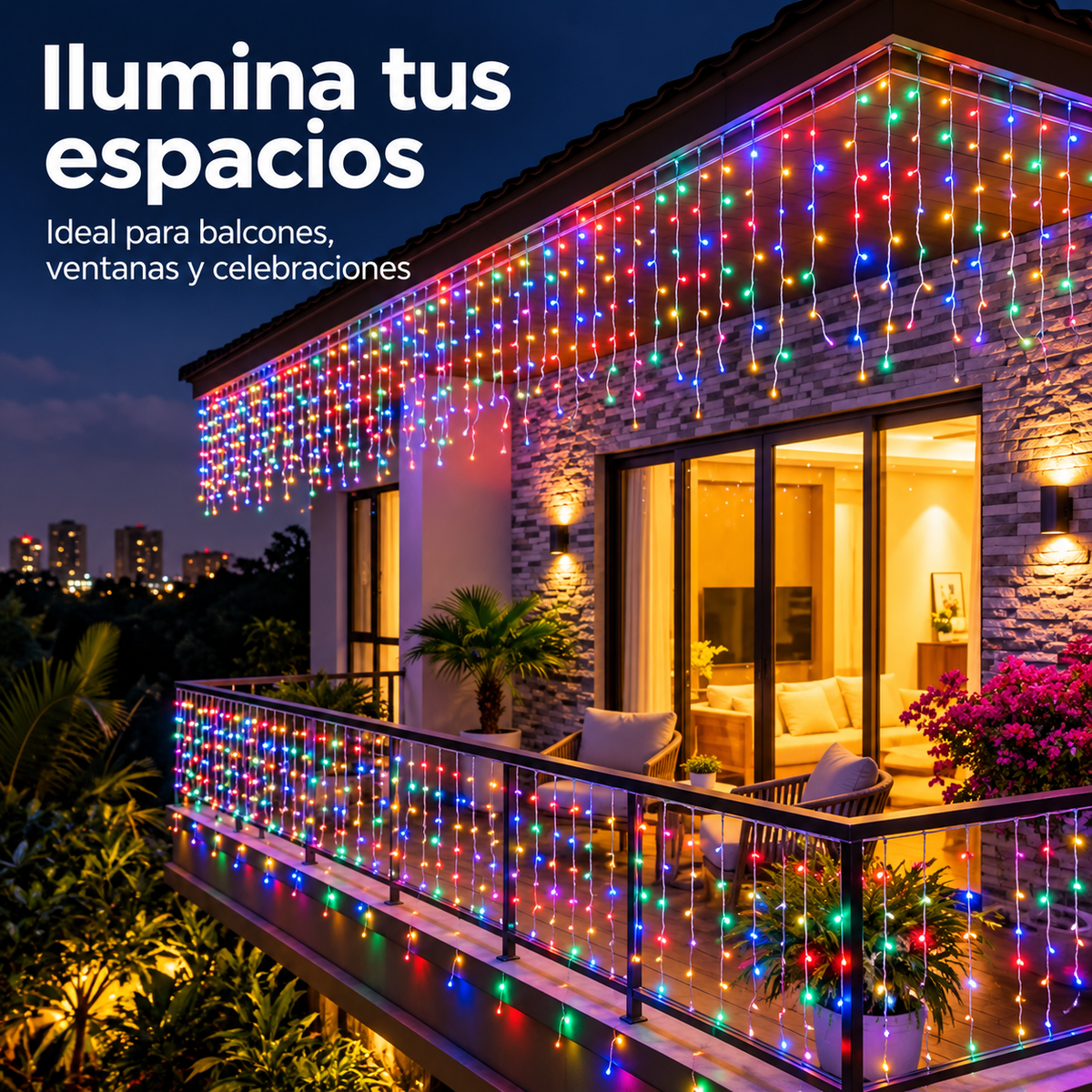 Instalación Luces Led Navidad Cortina 3m Multicolor