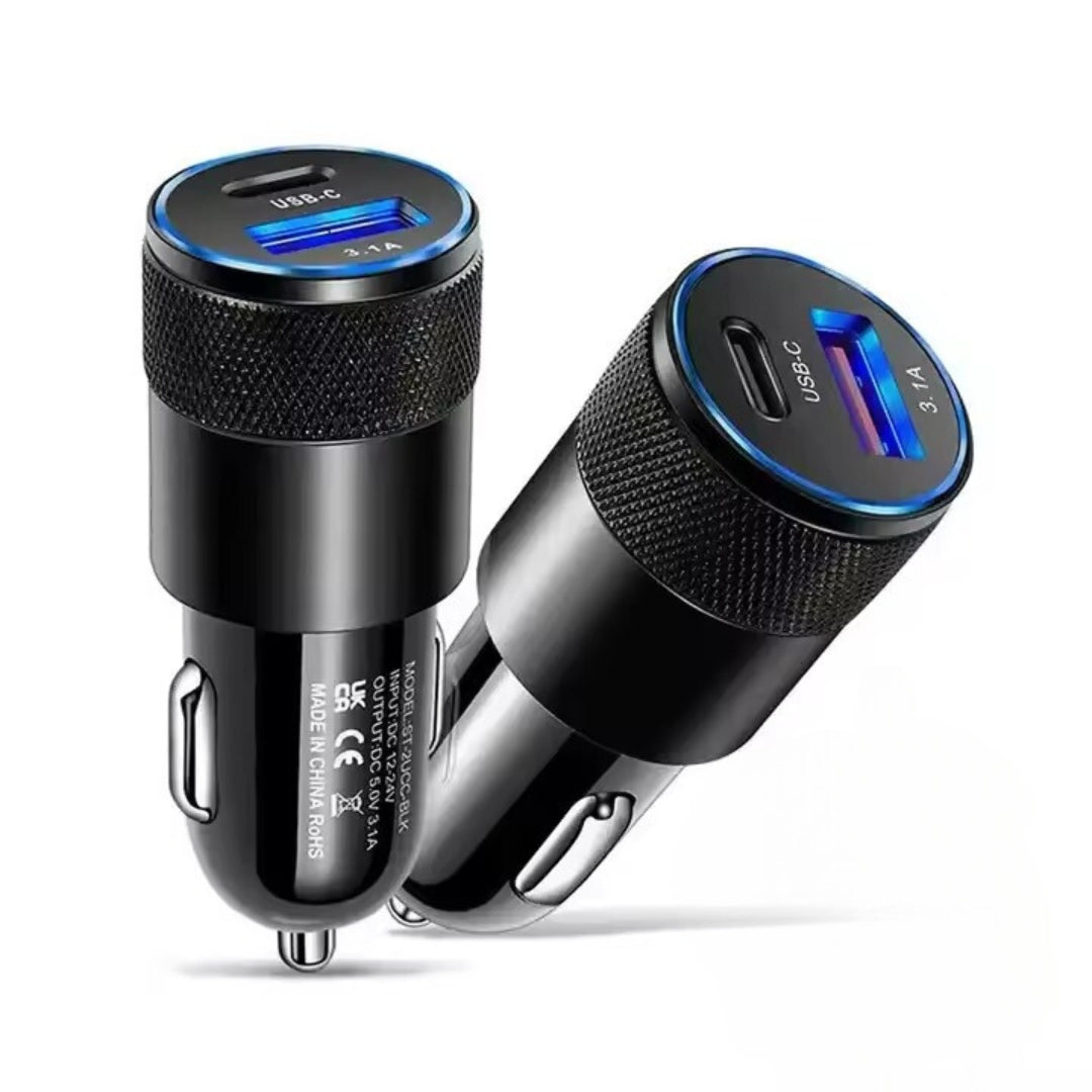 Cargador Para Carro Carga Rapida Tipo C + Qc3.0 Usb
