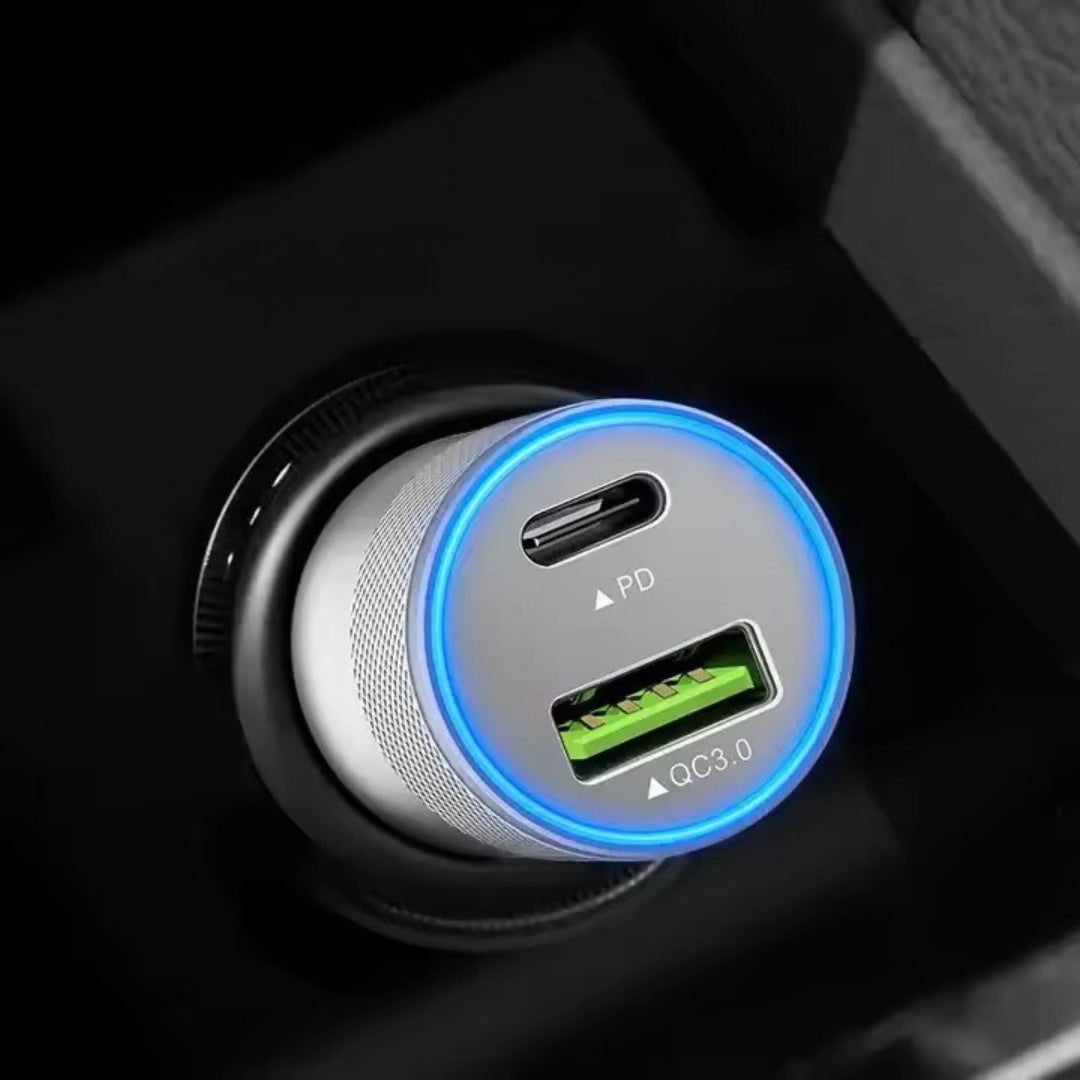 Cargador Para Carro Carga Rapida Tipo C + Qc3.0 Usb