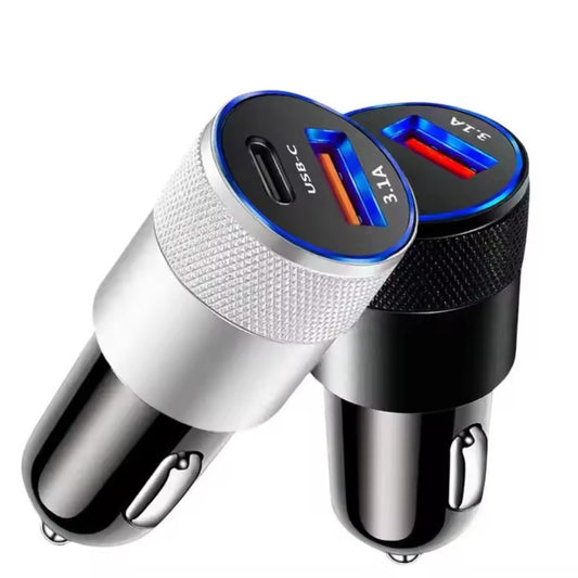 Cargador Para Carro Carga Rapida Tipo C + Qc3.0 Usb