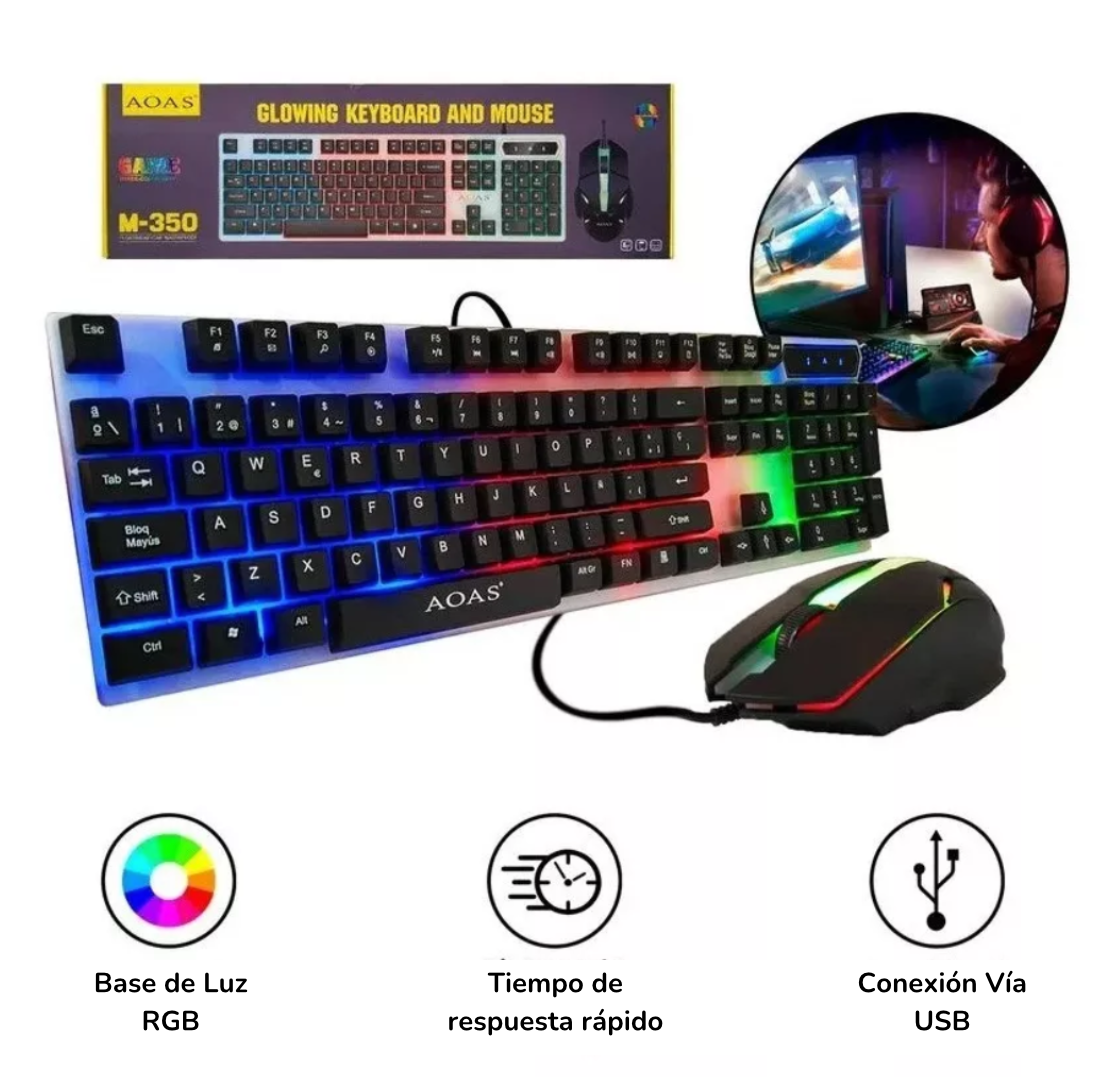 Combo Teclado Y Mouse Gamer Aoas Alambrico M-350