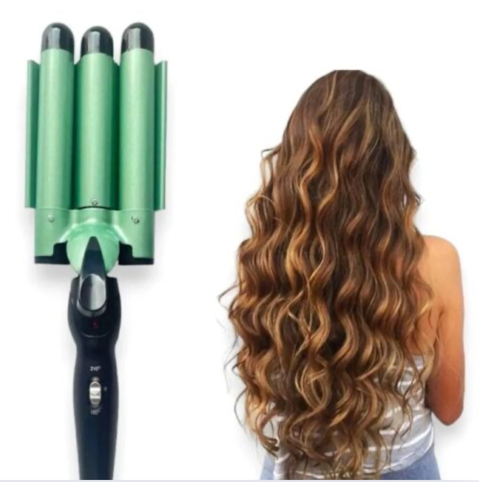 Rizador Ondulador Aguacate Triple Tubo Ondas Sirena