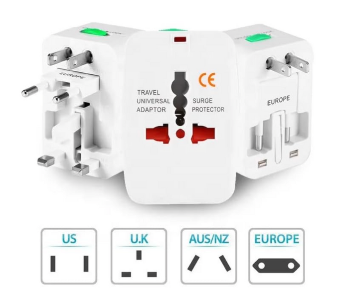 Adaptador Viajero Convertidor Universal Europeo Con 2 Puertos Usb