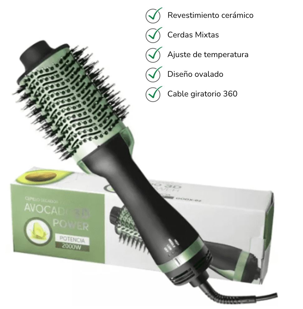 Cepillo Secador Y Modelador Avocado 3d Power Aguacate Remnlington Genérico