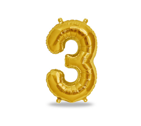 Globo Numero 3 Metalizado Dorado 40 Pulgadas