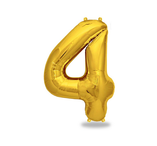 Globo Numero 4 Metalizado Dorado 40 Pulgadas