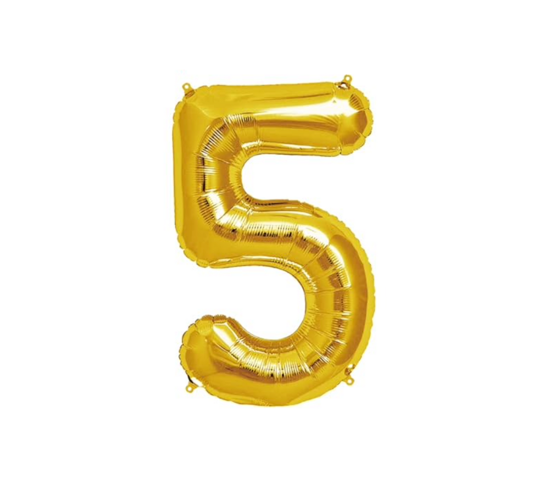 Globo Numero 5 Metalizado Dorado 40 Pulgadas